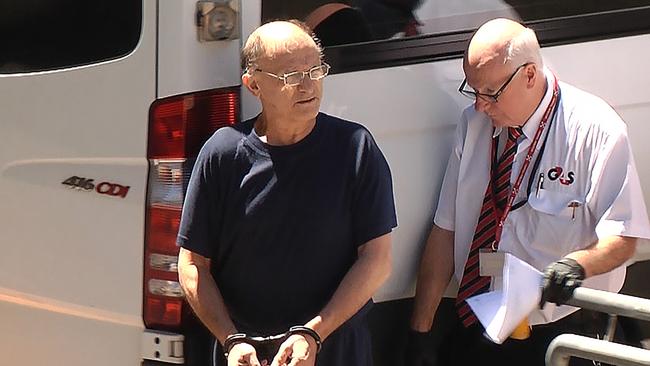 Domenic Perre being led into Adelaide Magistrates Court in March 2018. Picture: NINE NEWS