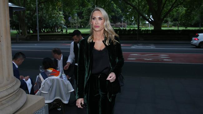 Linda Rogan arrives at Bambini Trust Restaurant &amp; Wine Room in Sydney on Thursday evening to celebrate with her legal team. Picture: Britta Campion