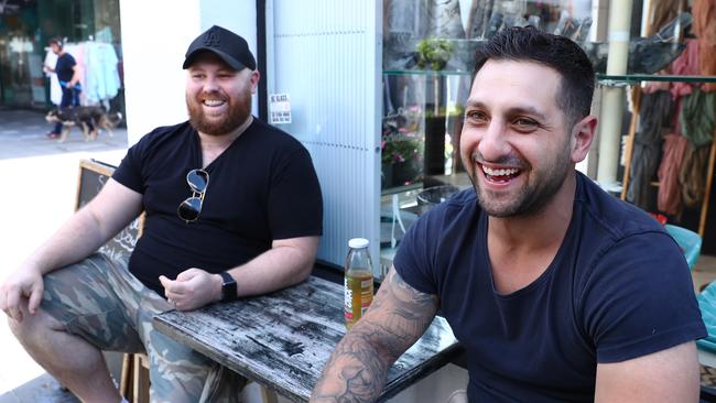 Anthony Salamon, left, with cafe owner Abe Kaufman. Picture: John Feder