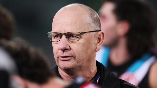 The Ken Hinkley timeline won’t change at Alberton. Picture: James Elsby/AFL Photos