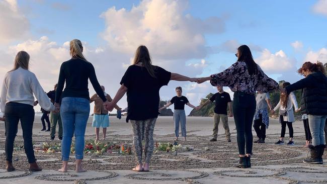 A vigil was held at The Pass, Byron Bay, to mark the second anniversary of the disappearance of Belgian backpacker Theo Hayez earlier this year. Picture: Liana Boss