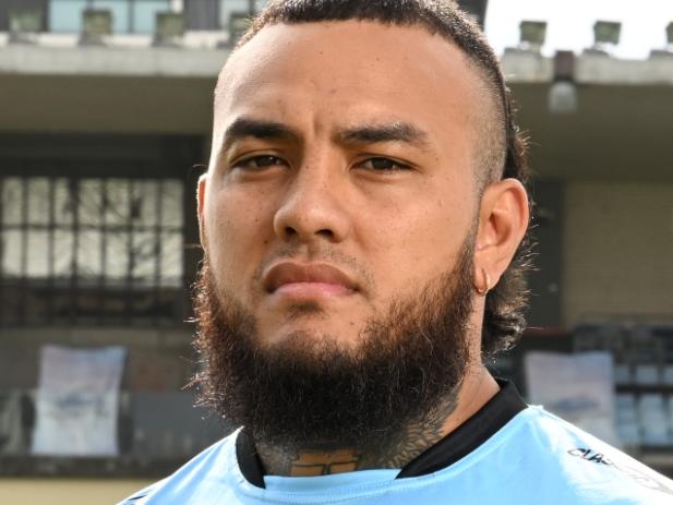 Addin Fonua-Blake wearing the Sharks colours for the first time. Credit: Supplied.