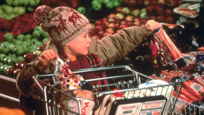 Kevin shopping for essentials in Home Alone. Source: IMDB