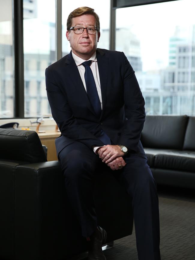 Troy Grant in his office after announcing he had resigned as leader of the Nationals. Picture Richard Dobson