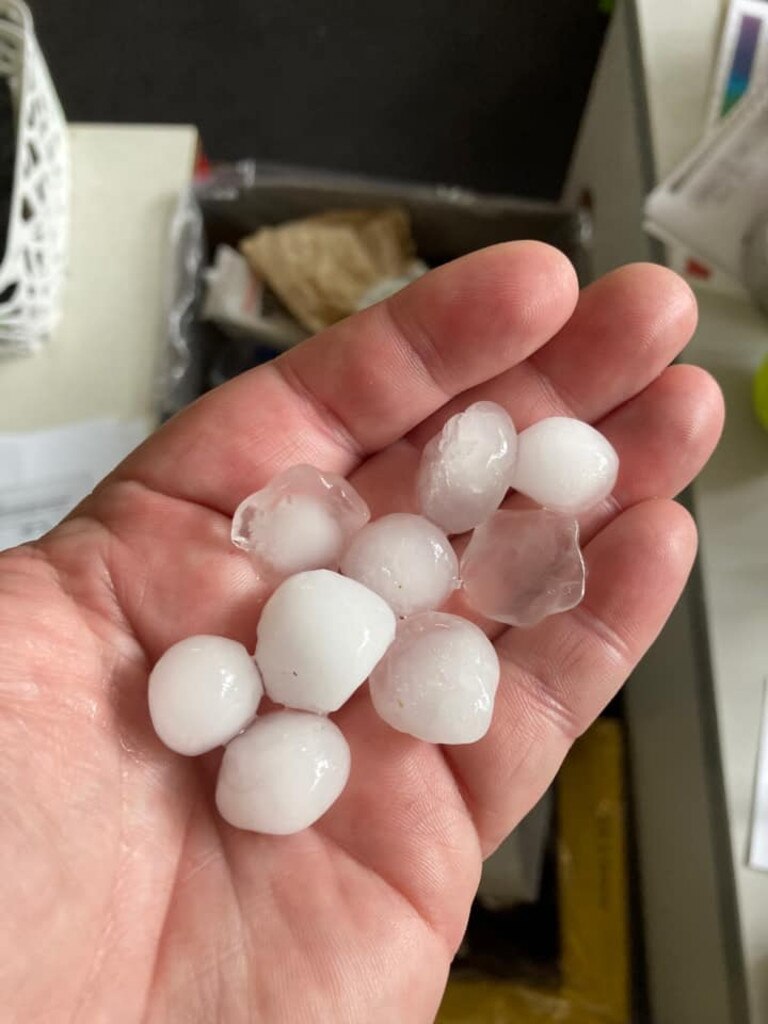 More large hail stones that fell in Banksia Park.. Picture: Kerrily Smith