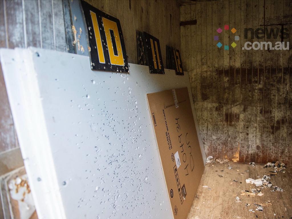 Targets are observed in a bunker at the end of the long distance gun range where the terrorist would reportedly empty magazines as quickly as possible. Picture: Joe Allison/news.com.au