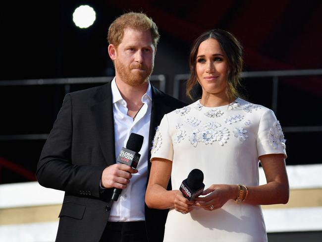 Royal experts have called Prince Harry and Meghan Markle’s public appearances in New York “vacuous” and “nauseating”. Picture: AFP