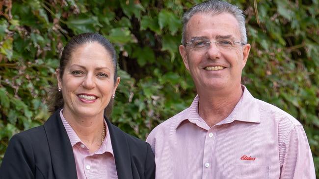 Elders Toowoomba residential sales agents Justine Dill and Chris Shine.