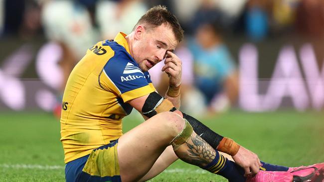 GOLD COAST, AUSTRALIA - JULY 13:  Clinton Gutherson of the Eels looks on after losing the round 19 NRL match between Gold Coast Titans and Parramatta Eels at Cbus Super Stadium, on July 13, 2024, in Gold Coast, Australia. (Photo by Chris Hyde/Getty Images)