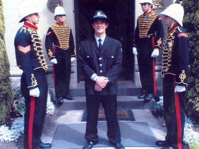 Murder victim Shane O'Brien (in the middle) was supplied a UK uniform to wear during a security detail guarding the former Duke of Edinburgh, Prince Phillip, some time in the early 2000s.