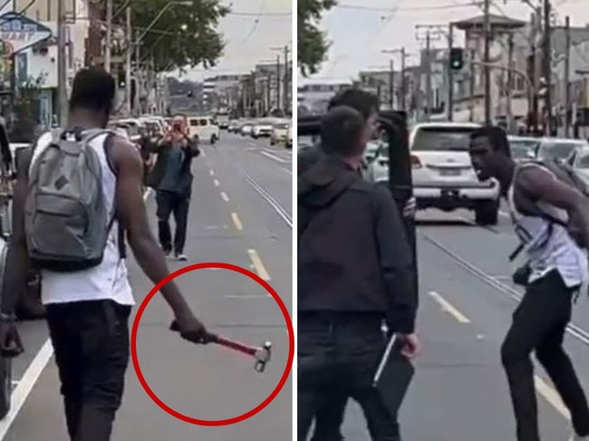 Wild footage of Melbourne hammer attack