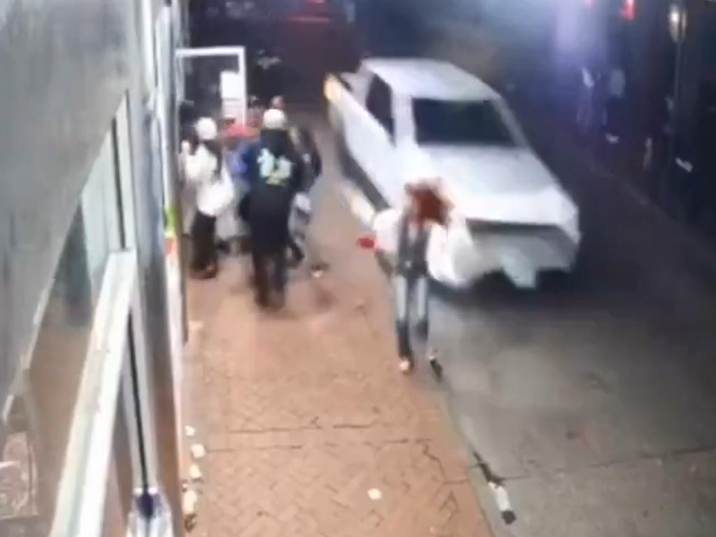 The truck seen flying down Bourbon Street.