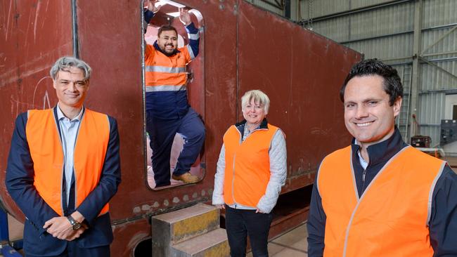 MG Engineering’s Anthony Brdar, trainee Shaquille Burgoyne, ASC Shipbuilding’s Sharon Wilson and Murra Services chief executive Gavin Wanganeen. Picture: Brenton Edwards