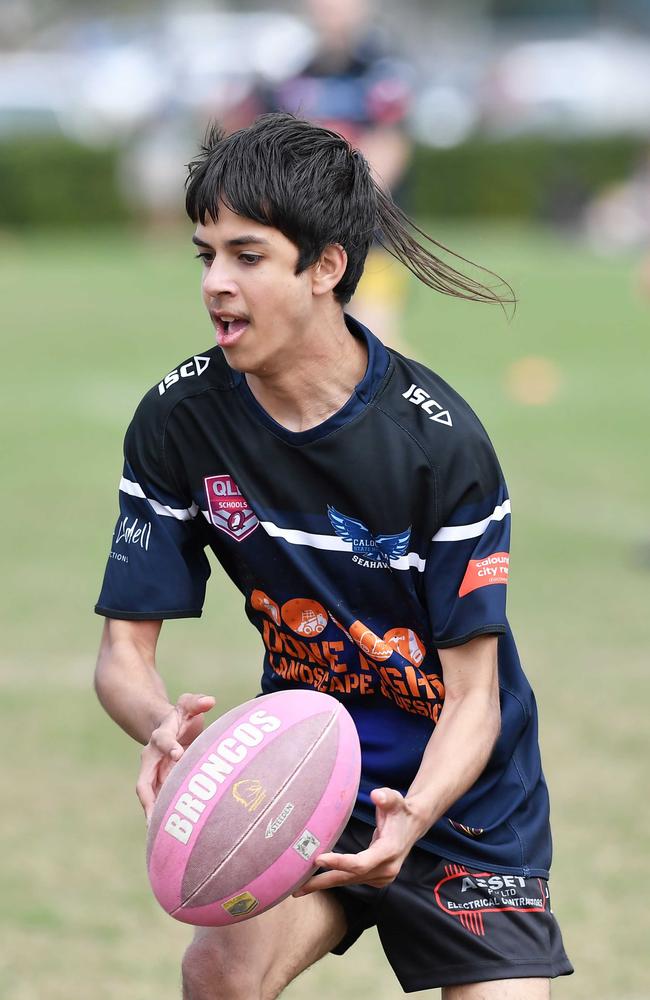 RUGBY LEAGUE: Justin Hodges and Chris Flannery 9s Gala Day. Caloundra State High V Meridan State College. year 10. Caloundra's Ben Hunter. Picture: Patrick Woods.