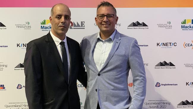 Mattin Khishvand (left) and Israel Garcia at the MECC on July 20 for the 2022 Queensland Mining Awards.