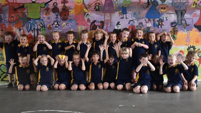 Roma State College Preps celebrating the beginning of their first year at grown up school. Picture: Chloe Cufflin.