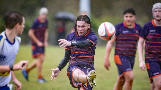 Nate Thompson in action at the U15s Queensland Schools Rugby Union State Championships. Picture: Brendan Hertel/QRU.