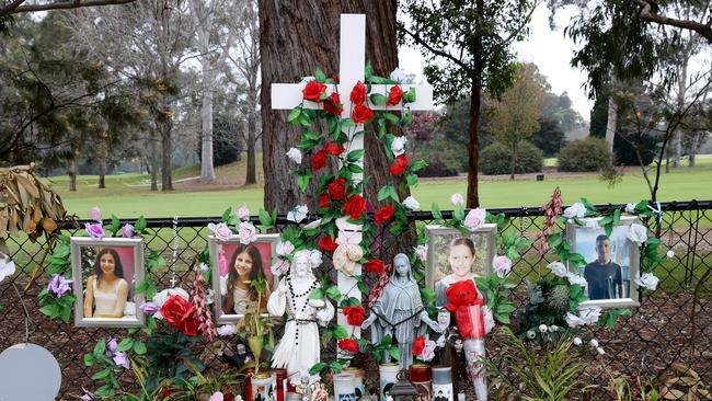 The temporary memorial site in Oatlands where the accident happened. Picture: Toby Zerna