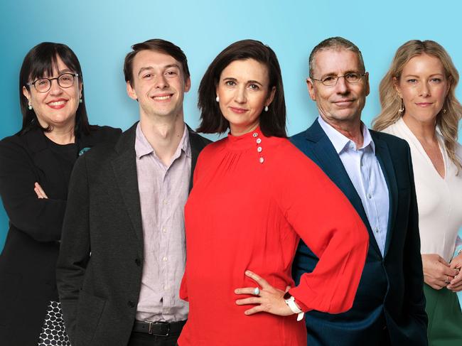 The Australian's Health reporting team - (L-R) Fiona Harari, James Dowling, Natasha Robinson, Stephen Lunn and Penny Timms. [1024 pixels wide]