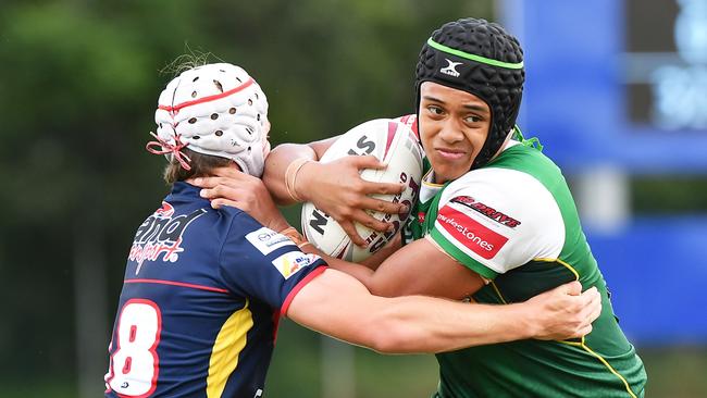 RUGBY LEAGUE: Connell Challenge between Ipswich Jets and Clydesdales. Jets captain, David Leota. Picture: Patrick Woods.