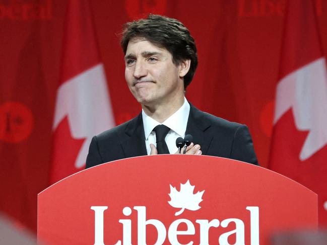 Canada's Prime Minister Justin Trudeau speaks after Mark Carney was elected as Canada's Liberal Leader. Picture: AFP