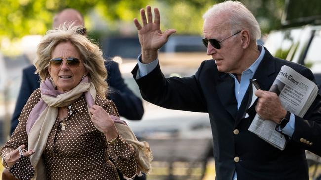 US President Joe Biden and first lady Jill Biden at the White House without masks after the US health agency eased mask restrictions last week. Picture: AFP