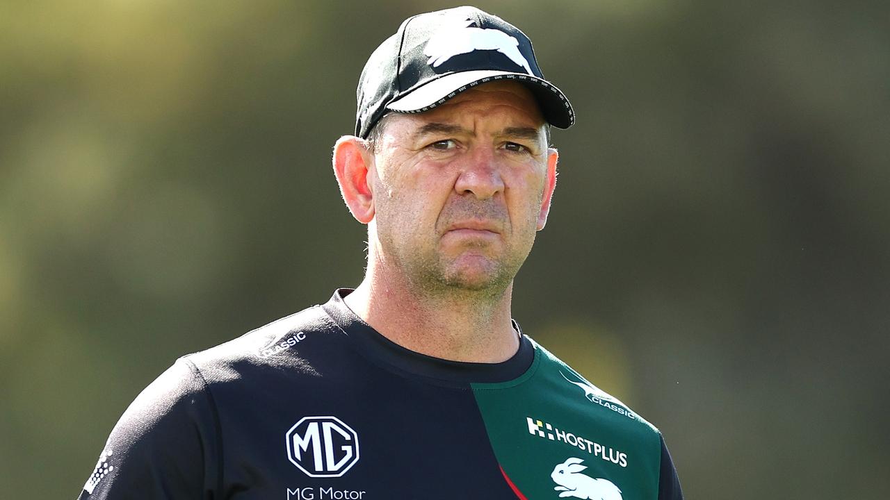 Rabbitohs head coach Jason Demetriou says the comments critical of Latrell Mitchell are unfair. Picture: Mark Metcalfe/Getty Images
