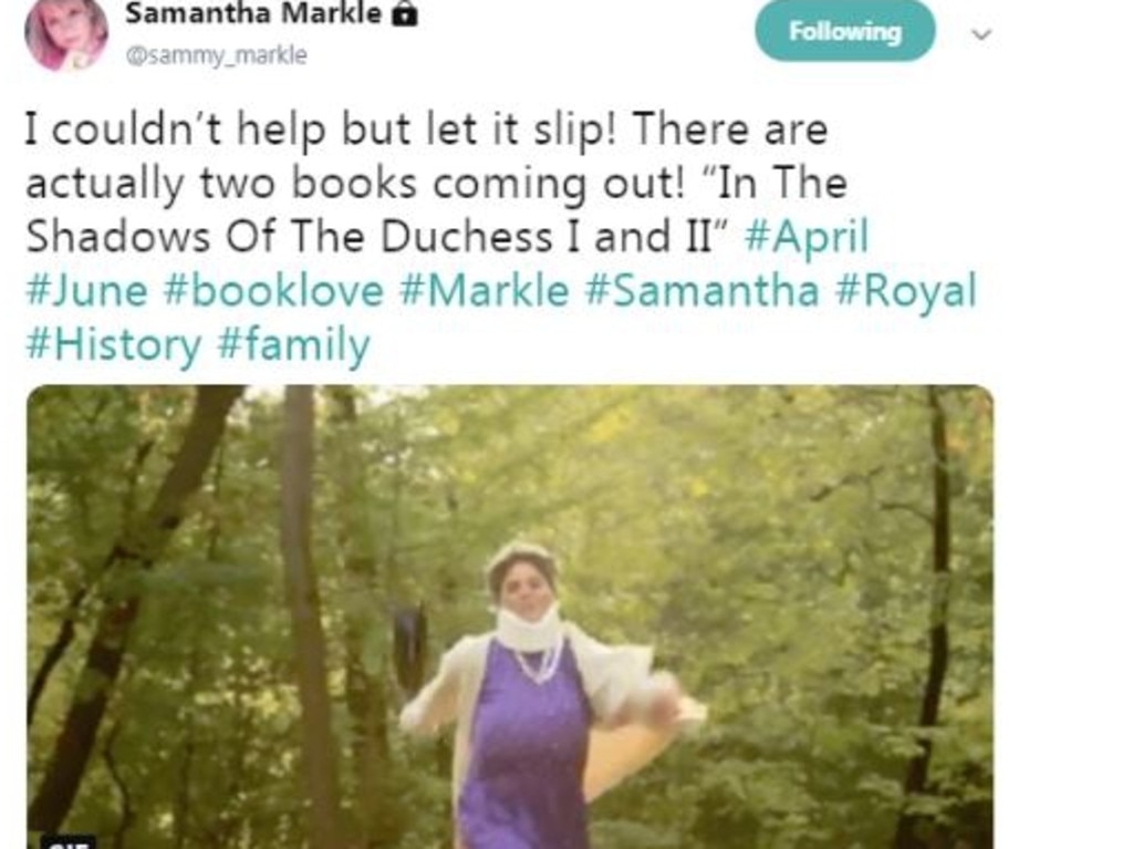 Samantha Markle announced she’s writing two books on her famous sister. Picture: Twitter
