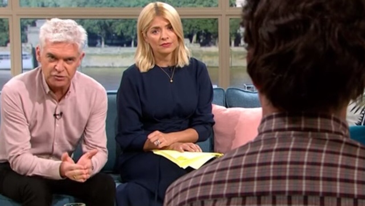 The man appeared anonymously on ITV’s This Morning program in the UK with presenters Phillip Schofield and Holly Willoughby. Picture: YouTube