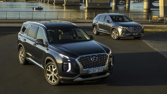 Hyundai Palisade Highlander and Mazda CX-9 Azami LE.