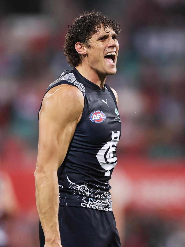Charlie Curnow kicked his 300th career goal on Friday night. Picture: Matt King/AFL Photos/Getty Images