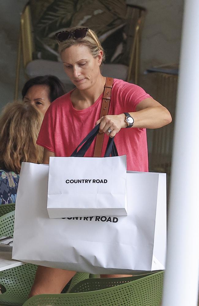 Zara Tindall enjoys an Aussie shopping spree at Country Road, Sportsgirl and RM Williams while on the Gold Coast in January. Picture: Media Mode