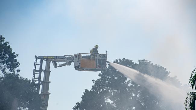 NT Fire and Rescue Service engages in extinguishing a fire occurring at a residence located Jingili Terrace in Jingili. Picture: Pema Tamang Pakhrin