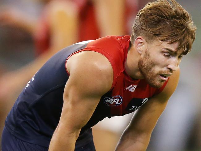 MELBOURNE, AUSTRALIA - APRIL 05: Jack Viney of the Demons looks dejected after defeat during the round three AFL match between the Melbourne Demons and the Essendon Bombers at Melbourne Cricket Ground on April 05, 2019 in Melbourne, Australia. (Photo by Michael Dodge/Getty Images)