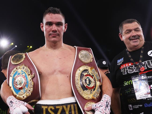 Tszyu with manager Glen Jennings. Mark Kolbe/Getty Images