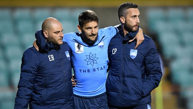 Milos Ninkovic was helped from the field last week. Picture: AAP Image/Joel Carrett