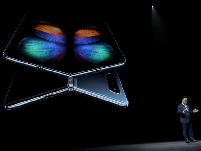 Samsung captured plenty of attention when it unveiled the Galaxy Fold handset in San Francisco. Picture: AFP/Getty