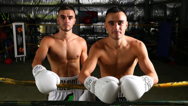 ATTN... SUNDAY NEWSPAPERS ONLY ... Andrew Moloney is Australia's only world boxing champion and his twin brother Jason will fight for a world title in U.S next month. Pictured at their Kingscliff gym. Pics Adam Head