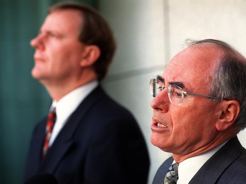 John Howard and Peter Costello in 1998. Picture: David Crosling