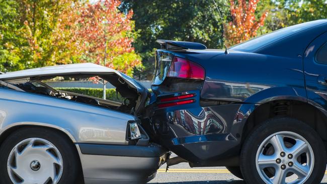 A tradie was high on ice when he hit a vehicle being driven by a teacher.