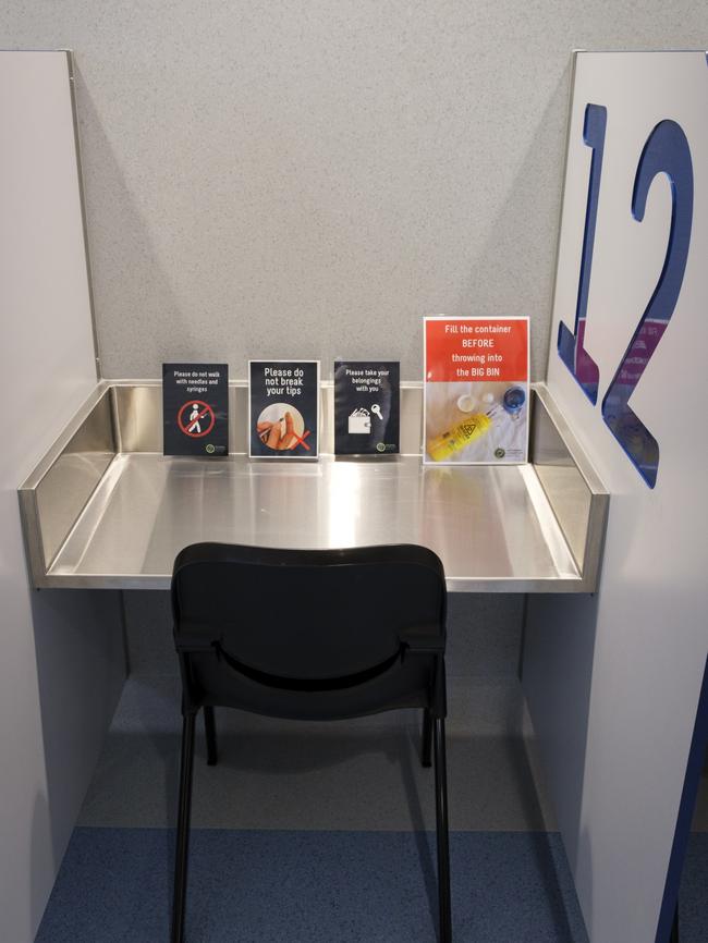 A booth at the drug injecting room in Richmond.