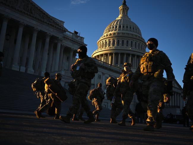 Members of the US National Guard outside the US Capitol. Picture: AFP)