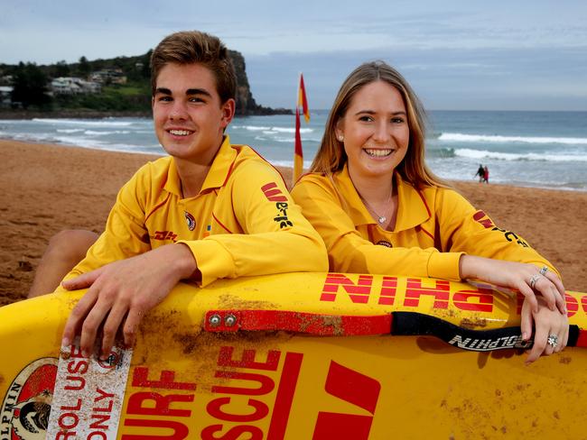 Volunteer lifesavers Mitch Ponton and Mia Roberts from Avalon Beach SLSC.