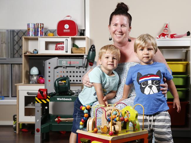 Kahlee Horton with her sons Levi, 3, and Archie, 2.