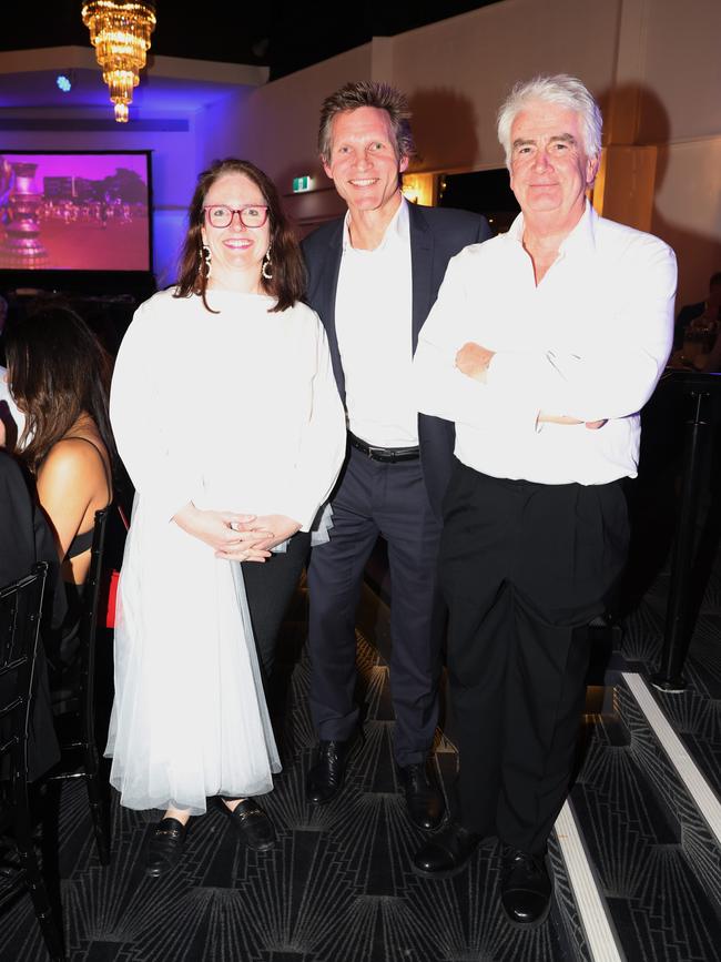 MELBOURNE, AUSTRALIA – OCTOBER 9 2024Natarsha Knott, Andrew Lowcock and Andrew McLellan at the VAFA Awards Night at the San Remo Ballroom in Carlton on October 9, 2024Picture: Brendan Beckett