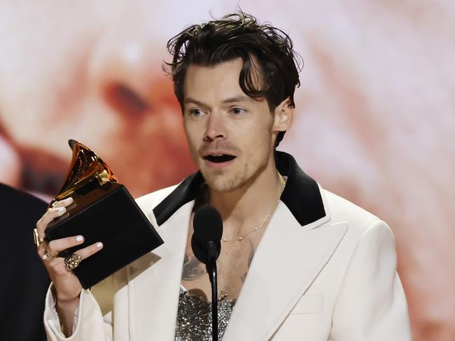 Harry Styles accepts the Best Pop Vocal Album. Picture: Getty Images