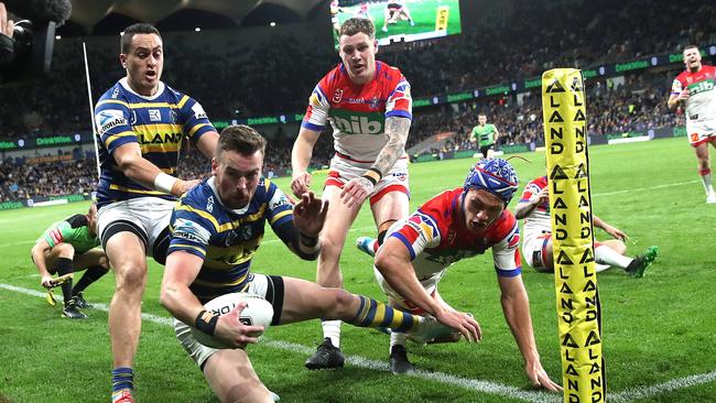 But Ponga won the second battle later in the game. Picture: Phil Hillyard