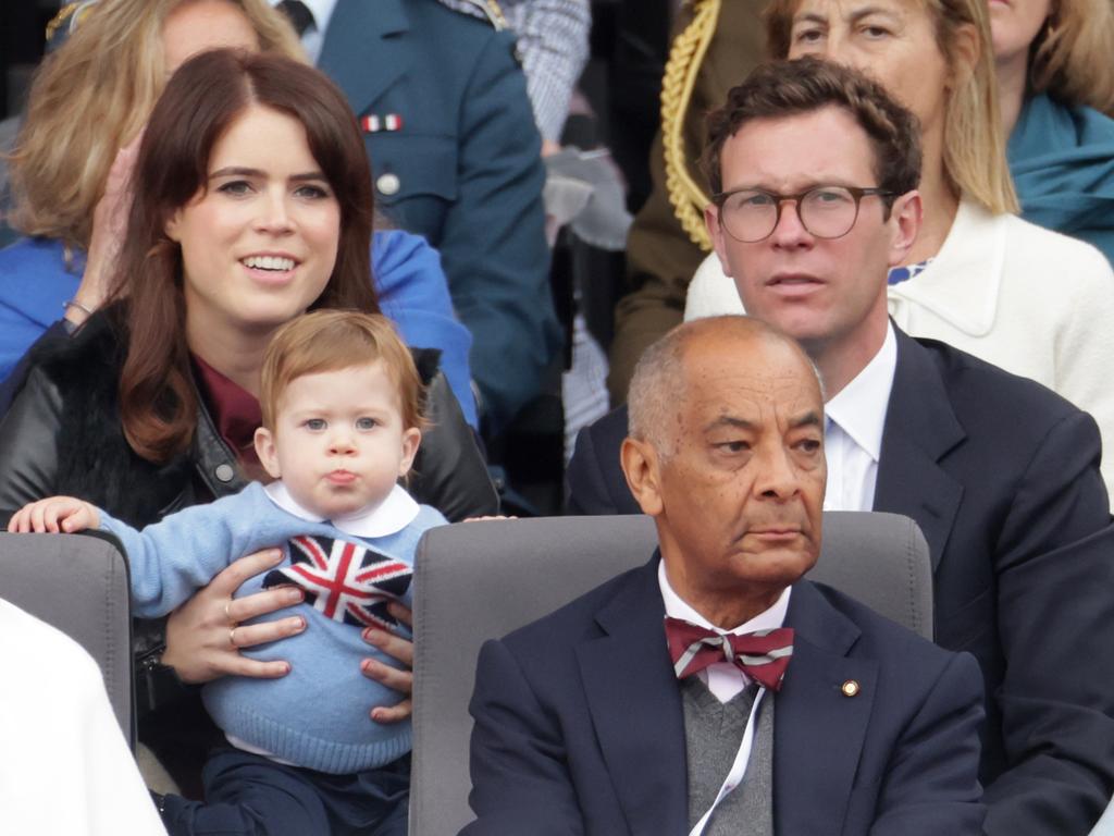 Princess Eugenie and Jack Brooksbank with their son August, pictured at the Queen’s Platinum Jubilee last June. Picture: Getty Images