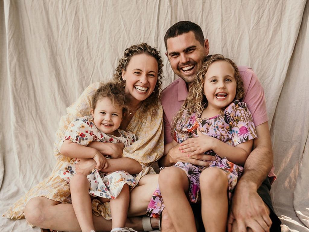 Hannah and Andrew Pringle with their daughters Tilly and Ruby. Ruby died in 2023 after a battle with brain cancer. Source: Supplied