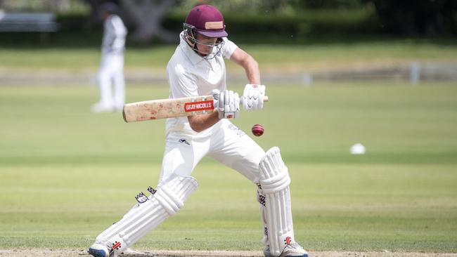 Tom Biggs batting for Iona College at Curlew Park in 2020. (AAP Image/Richard Walker)